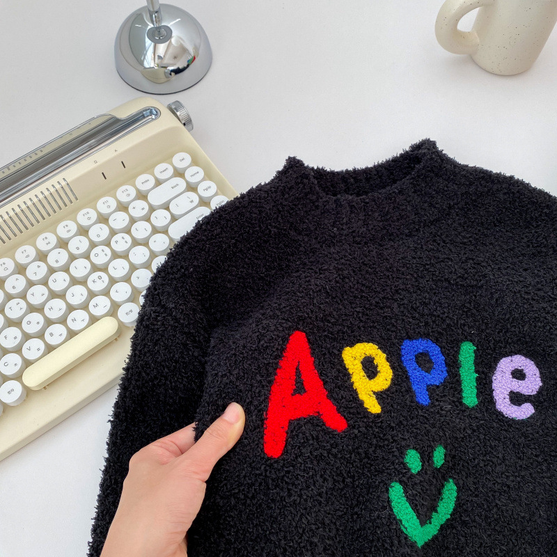 Children's Homewear Winter Boys And Girls Letter Rainbow Striped Pajamas Set Children's Soft Homewear_voghion.com