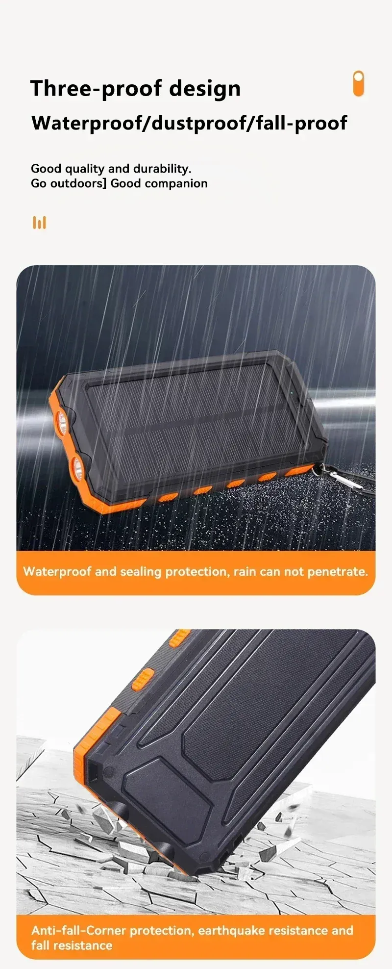 Waterproof Outdoor Camping Solar Power Bank200000 MAh Dual USB Travel Portable Charger Powerbanks For Xiaomi Huawei_voghion.com