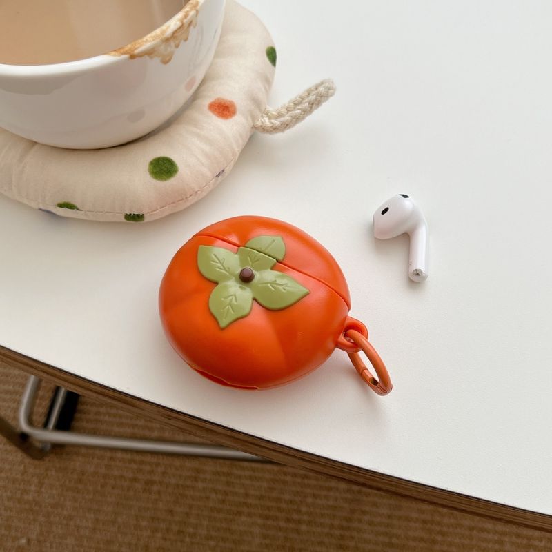 Creative Fun Three-dimensional Persimmon AirPods Silicone Earphone Cover For AirPodspro Case_voghion.com