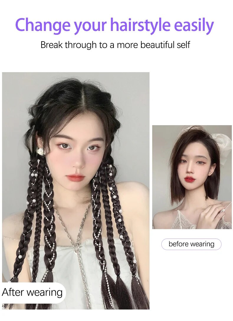 TALANG Trecce sintetiche da boxe Coda di cavallo per donna Elastico Twist Treccia Corda Elastico Accessori per capelli Resistente al calore_voghion.com