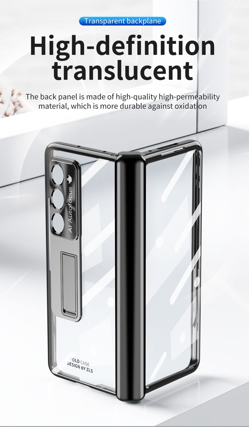 For Samsung Galaxy Z Fold 3 4 5 New Transparent Clear Stand Holder Three in One Screen Protector Film Phone Case Cover_voghion.com