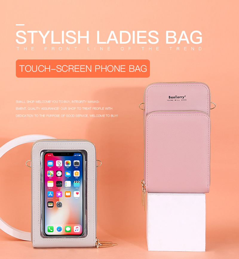 BAELLERRY Borsa a tracolla singola da donna Touch Screen Tre strati Borsa per cellulare Portafoglio con pochette con fibbia_voghion.com