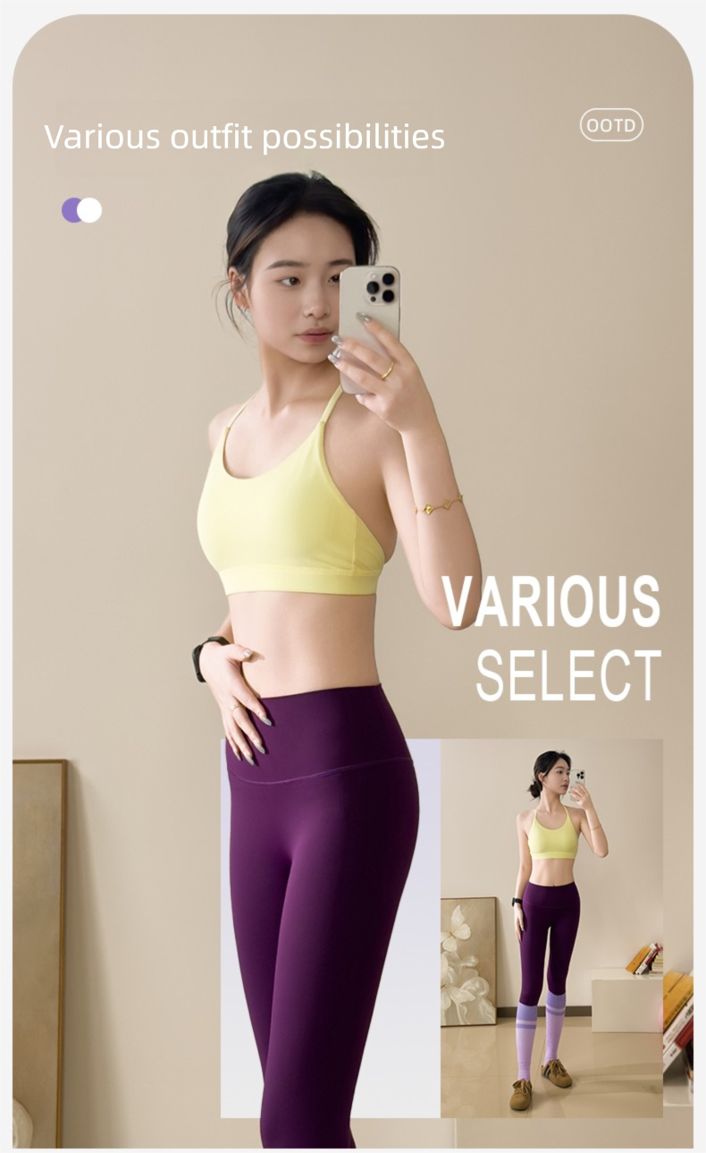 Elastic Purple Yoga Women's Fitness Pants Barely There No Embarrassing Lines Pocket Tight Running_voghion.com
