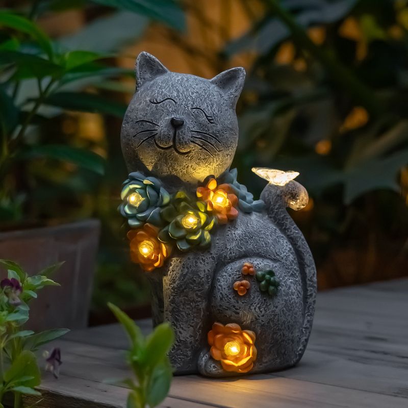 Ornamento da giardino in resina con luce solare per esterni, impermeabile, per cortile, con gatto_voghion.com
