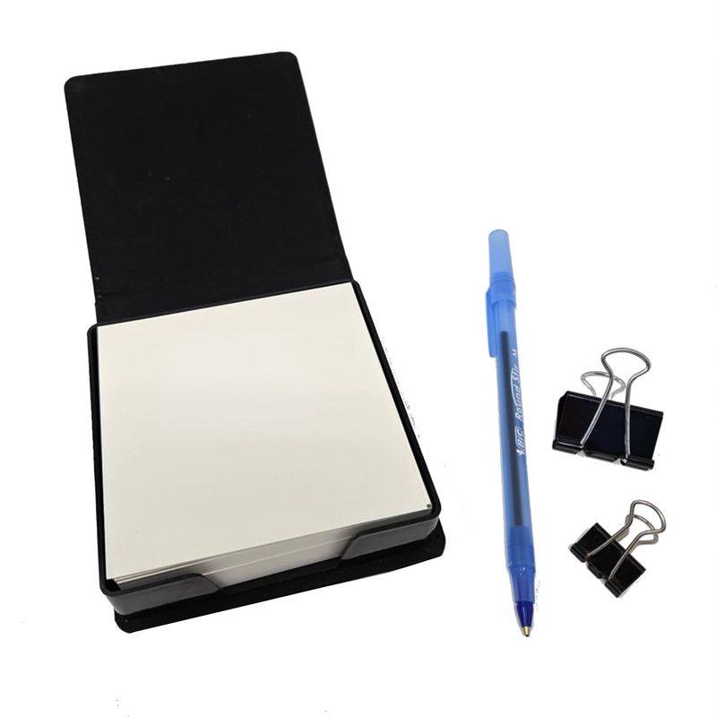 Black French Bulldog And Flowers PU Leather Note Paper Holder With Artist-Designed Cover, Desk Accessory, Office Gift_voghion.com