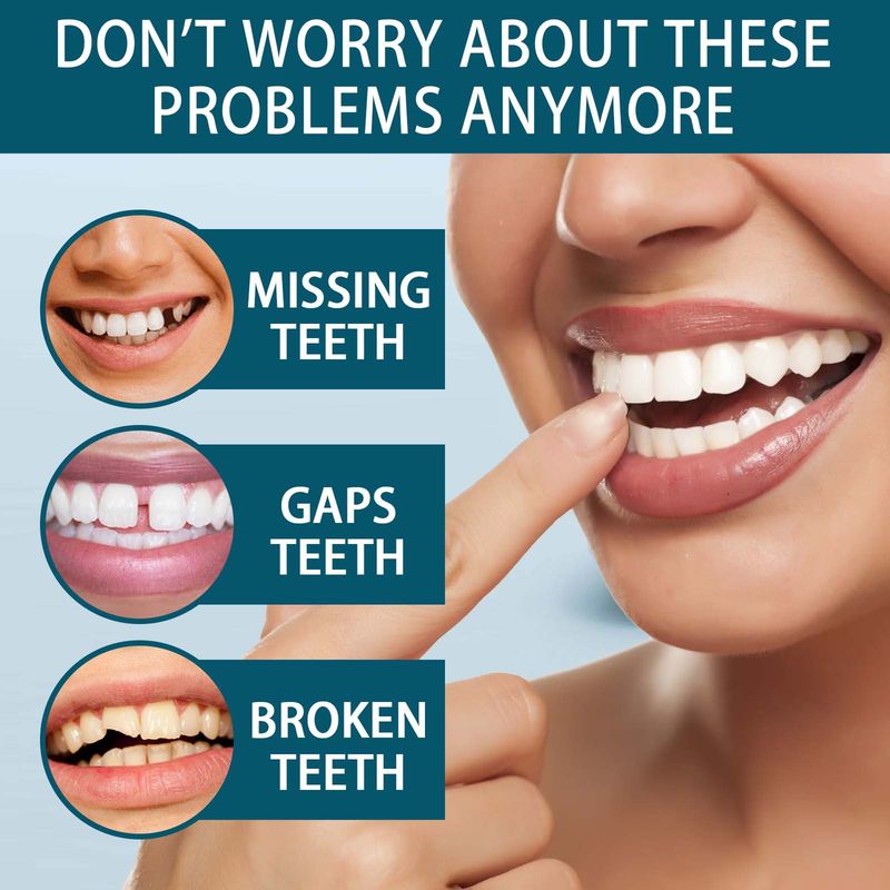 EELHOE Adjustable Snap-On Dentures Temporary Teeth Repair Braces Gap Filler Orthodontic Denture Kit_voghion.com