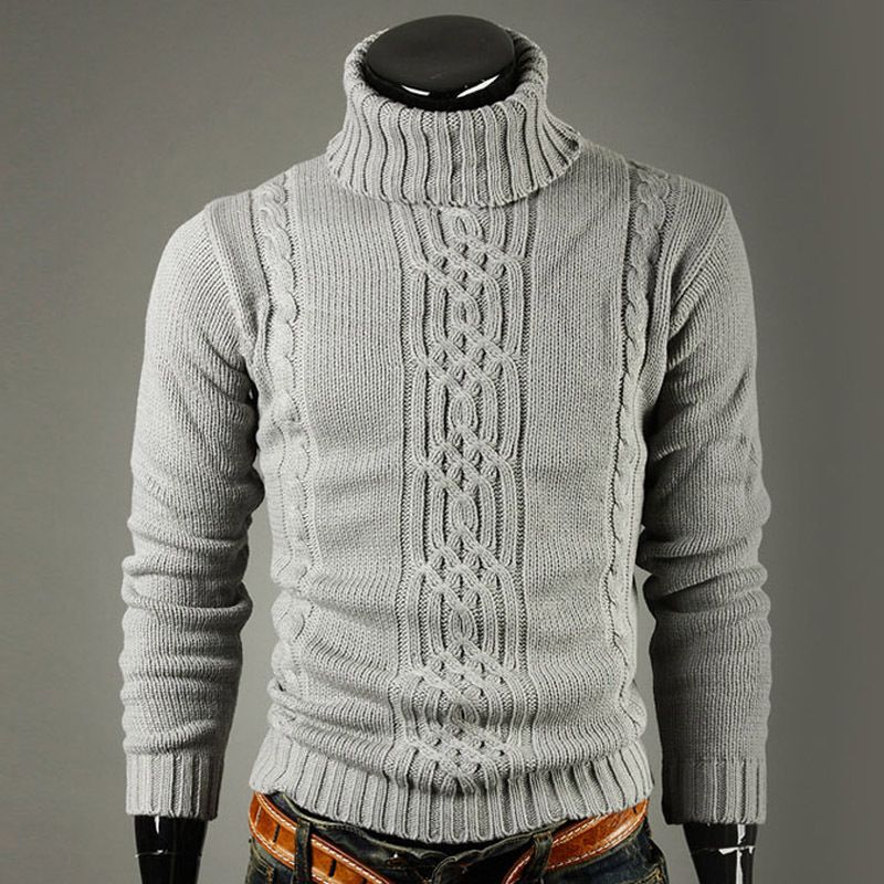Herrenbekleidung neuer dicker Rollkragenpullover für Herren, langärmeliger warmer Pullover für Herren_voghion.com