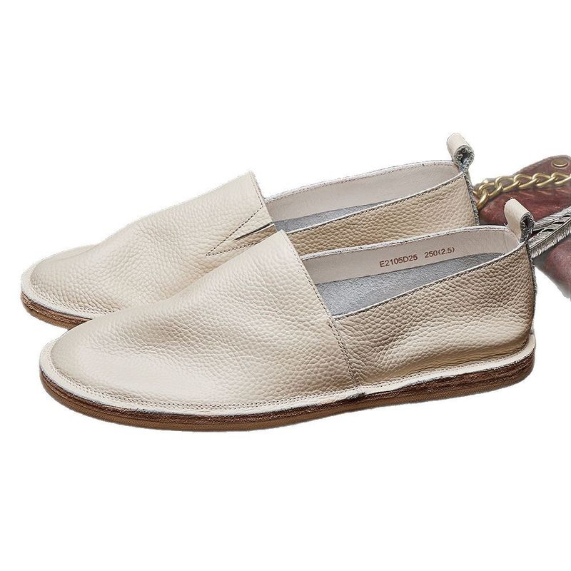 Sommer-Fischerschuhe, handgenähte Halbschuhe aus echtem Leder für Herren, chinesische Ein-Fuß-Lazy-Schuhe mit weicher Sohle E25_voghion.com