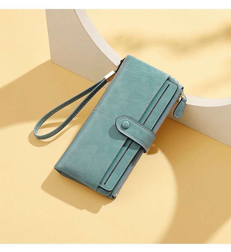 Cartera de cuero retro japonesa para mujer: billetera plegable ultrafina con monedero con cremallera y múltiples ranuras para tarjetas._voghion.com