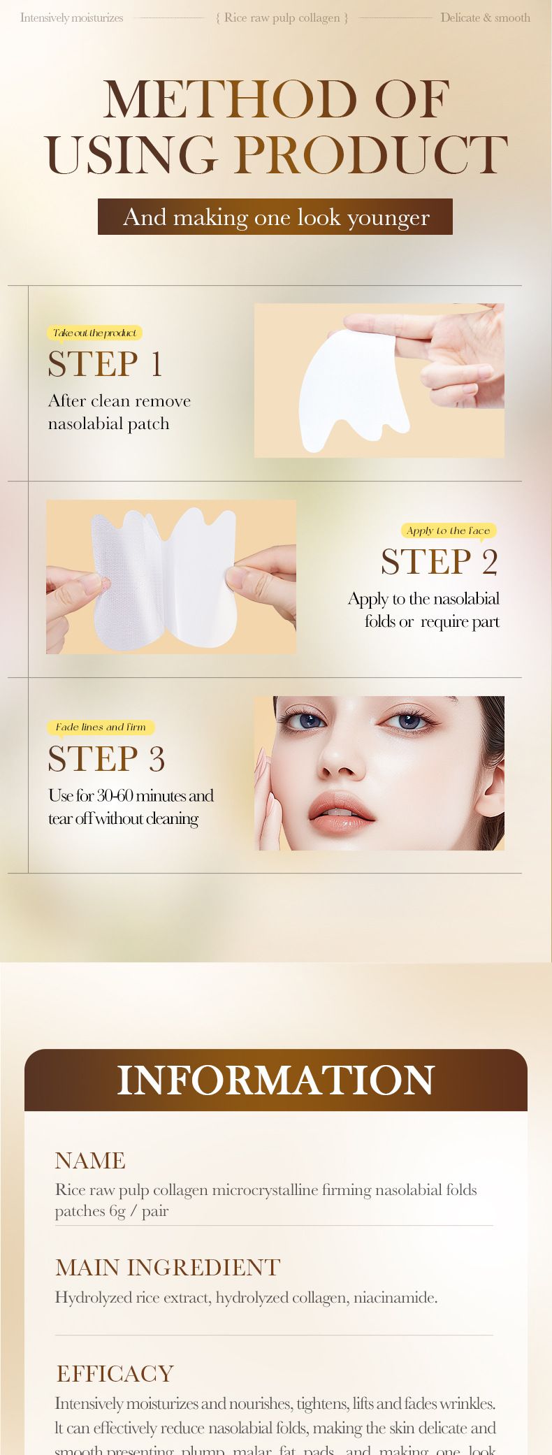 Rice Puree Microcrystalline 6g Collagen Nasolabial Fold Patch Skincare Product_voghion.com