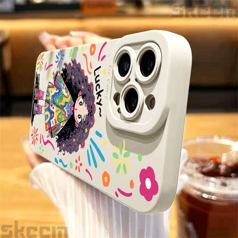 Cute Cartoon Little Girl Printed Silicone Case For Samsung Galaxy S25 Ultra S24 Plus S23 S22 S21 S20 FE A55 A54 A15 A35 Cover_voghion.com