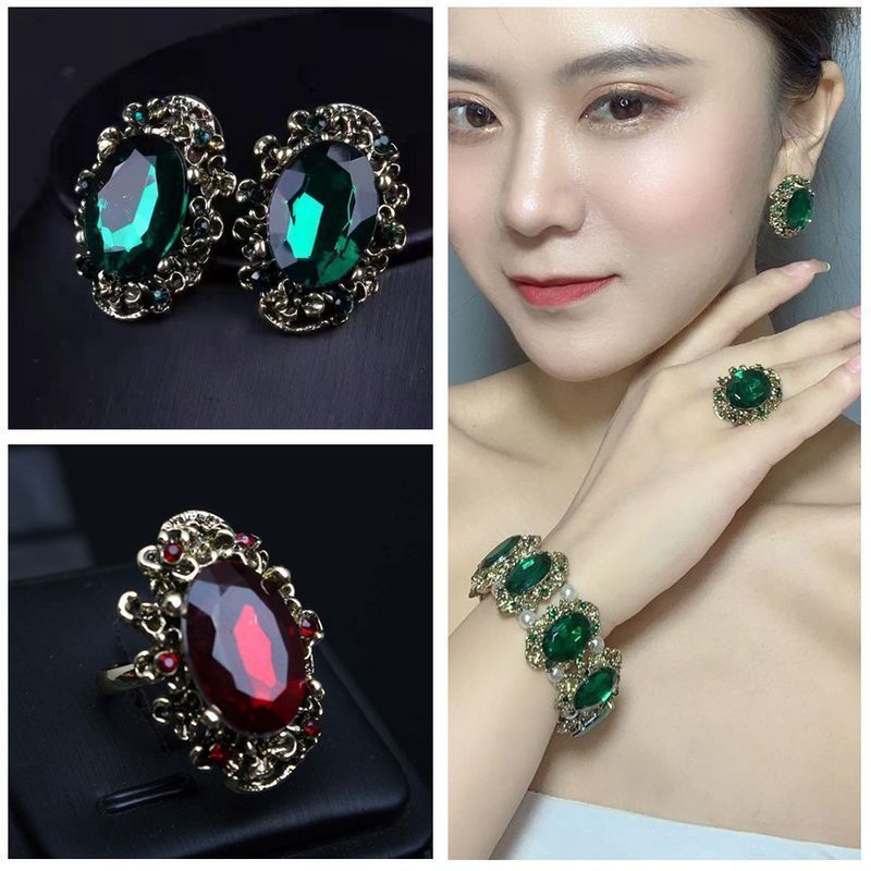 Cristallo rosso smeraldo esagerato personalizzato grande per orecchini in argento alla moda da donna_voghion.com