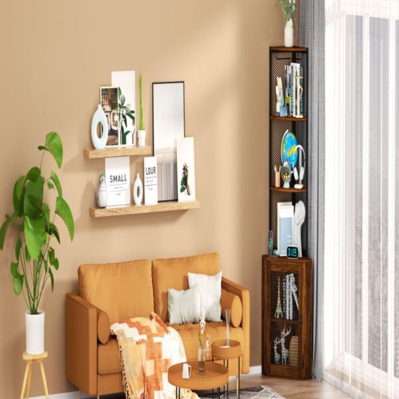 Mensola angolare per porta con mobiletto portaoggetti da 65, 6 ripiani per vino indipendenti per angolo, espositore da cucina in vetro, libreria a più livelli_voghion.com