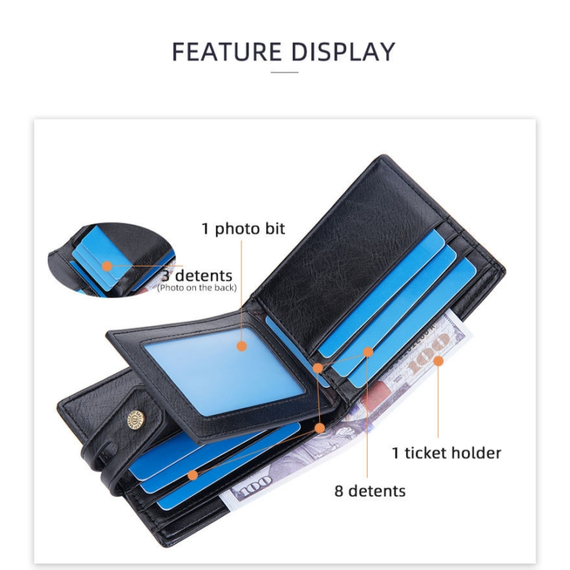 Baellerry New Paragraph Men's Short Wallet Retro Multi-card Buckle Wallet Simple Zipper Coin Purse_voghion.com
