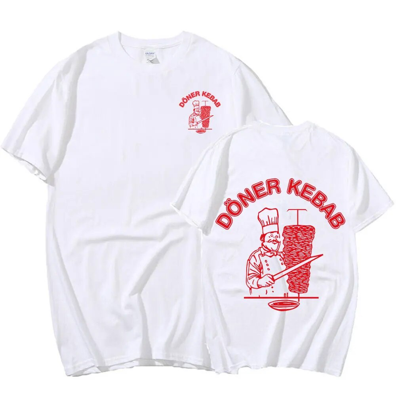 Döner Kebab T-Shirt Lustiges Grafik-T-Shirt Herren Baumwolle Übergroße Kurzarm-T-Shirts Gothic Haruku Sommer Unisex_voghion.com