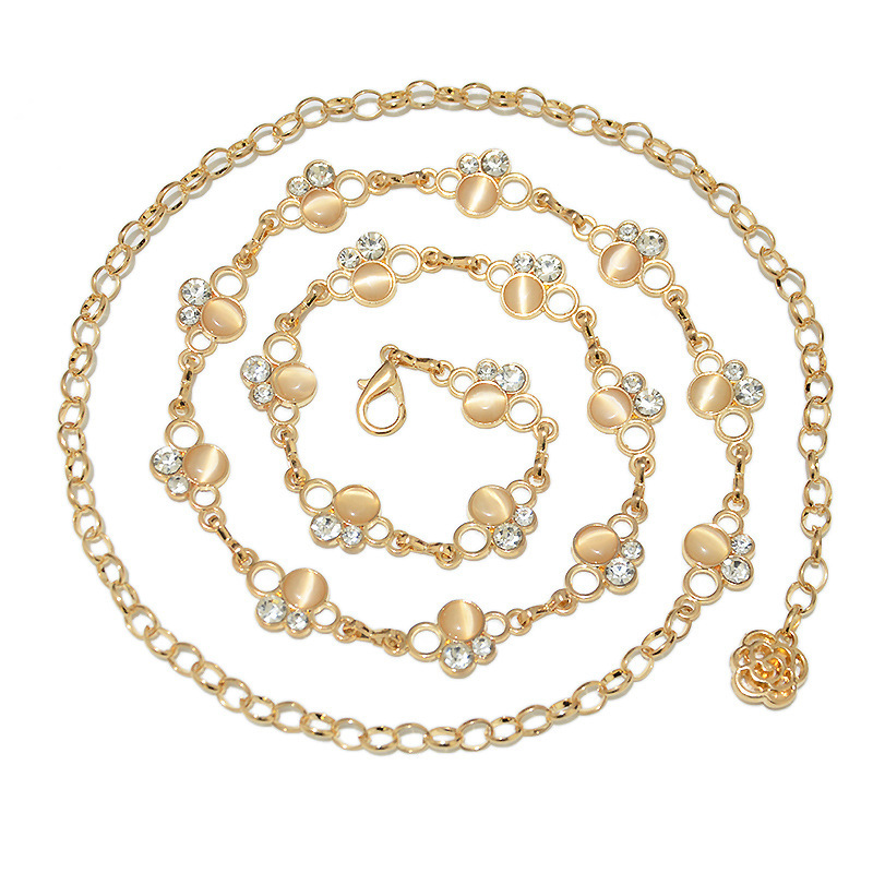 New Body Accessories Waist Chain, Solid Color Rhinestone Inlaid With Versatile Dance Clothing, Fashion Belt_voghion.com