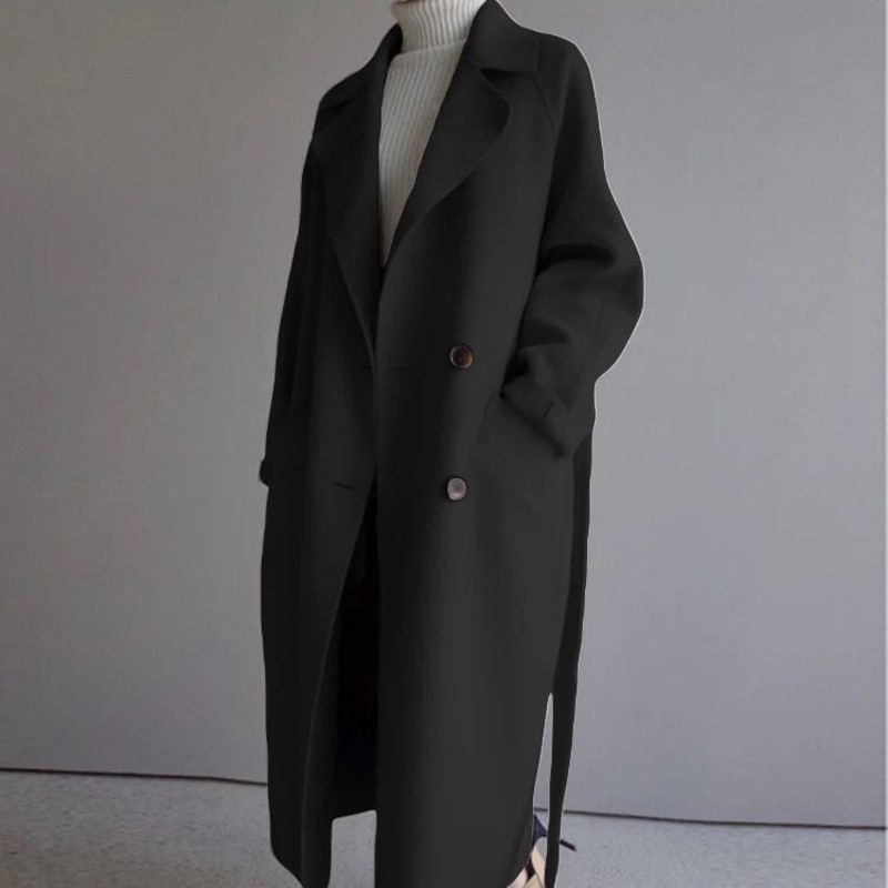 Women's Clothing Winter Mid-Length Waist Slimming Lapel Lace Woolen Coat_voghion.com
