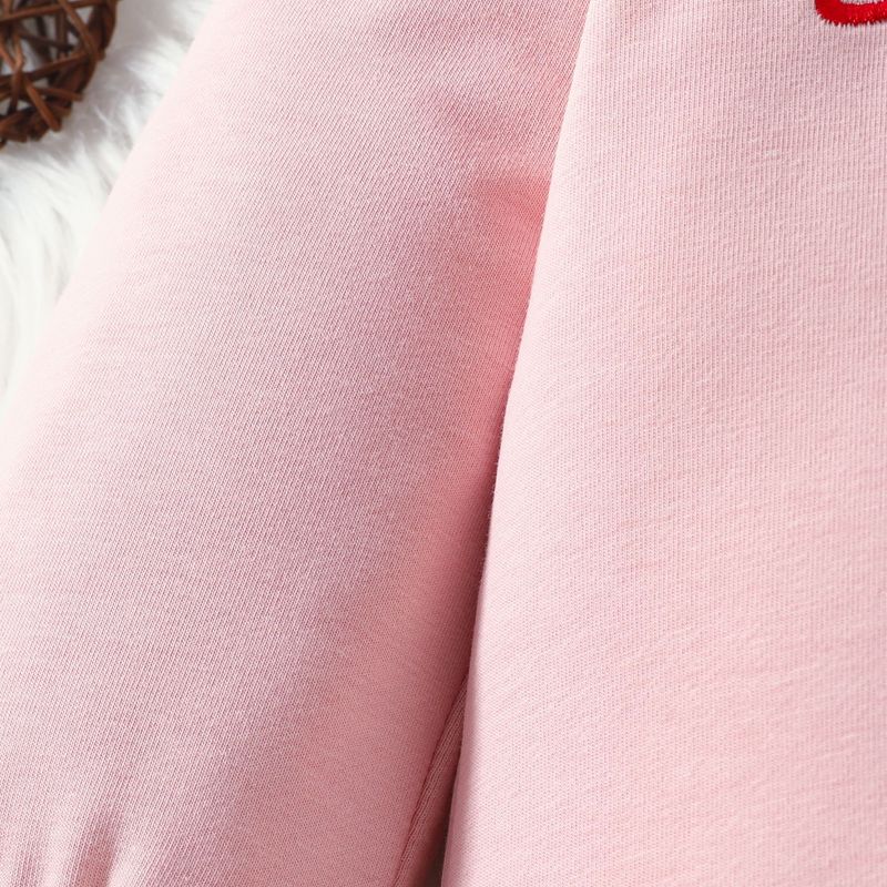 2024 Spring New Children's Clothing Valentine's Day Love Embroidery Hoodie Solid Color Pants Set_voghion.com