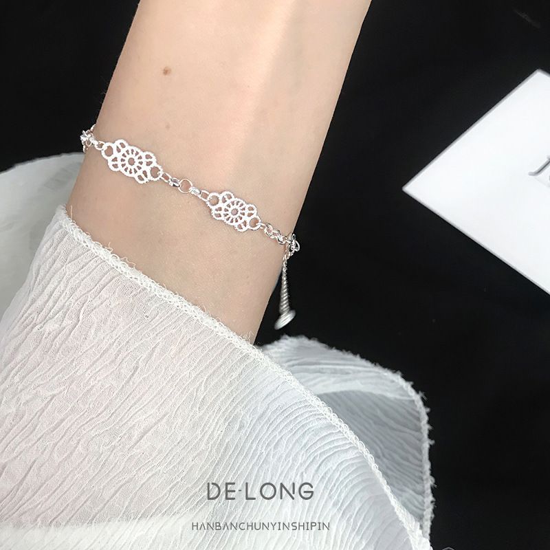 S Pure Sëlwerarmband, Ostportal vu Korea, Einfach Spitzenhandwierk fir Fraen, Modesch an elegant Bijouen_voghion.com