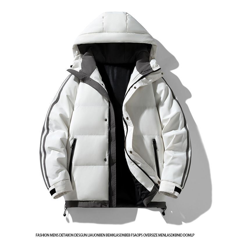 Men's Plus Size Striped Hooded Winter Jacket - Thickened Cotton Coat With Zip Front For Casual Wear (M-8XL)_voghion.com