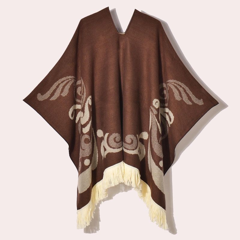 Xinjiang Tibet Nepal Reiseschal für Damen im ethnischen Stil, Fransenpullover, warmer Jacquard-Umhang für den Außenbereich_voghion.com
