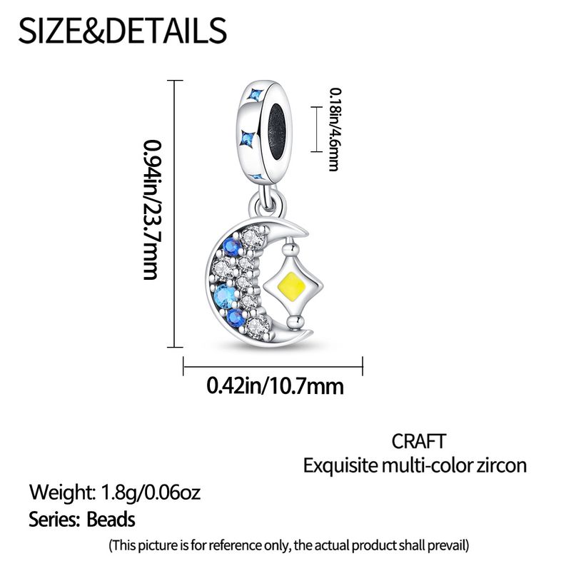 Gioielli da donna, pendenti con perline luminose a forma di stella e luna, in argento placcato rame bianco, nuovi accessori_voghion.com
