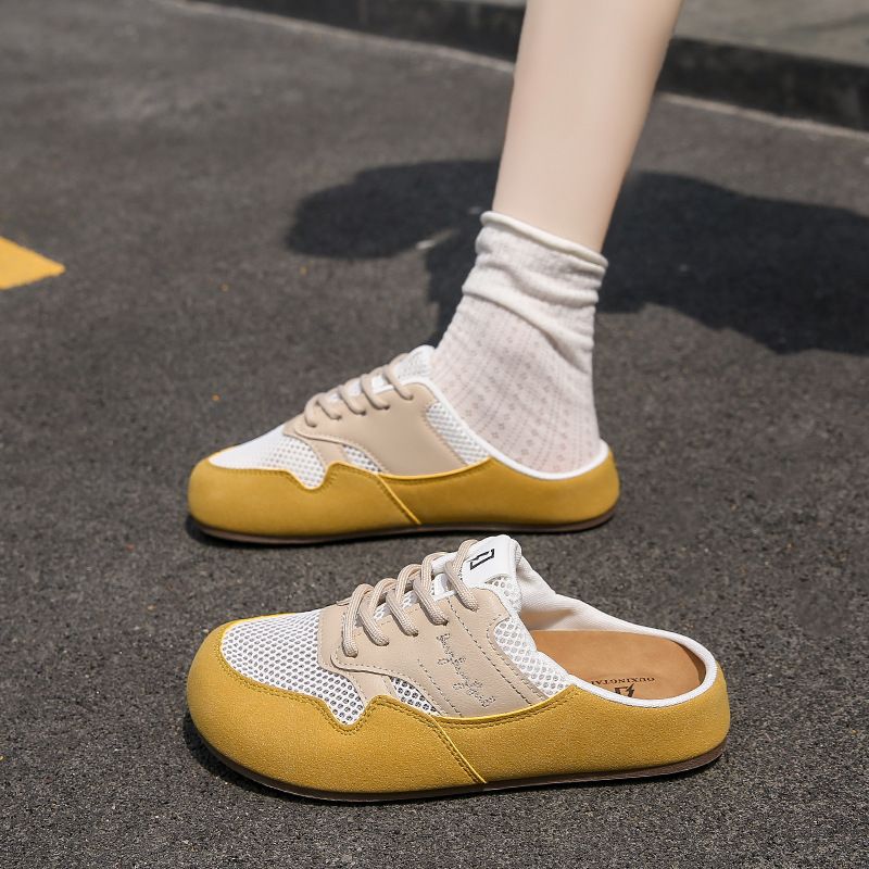 Forrest Gump Schuhe 2025 Frühjahr und Sommer Neue Mango Kopf Farbe Blockiert Design Sensation Spin Off Casual Boken Hälfte_voghion.com