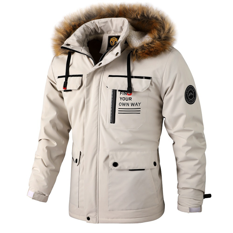 Herenkleding Winterjas met capuchon voor buitenlandse handel Windjack voor heren plus dikke fluwelen jas in grote maten_voghion.com