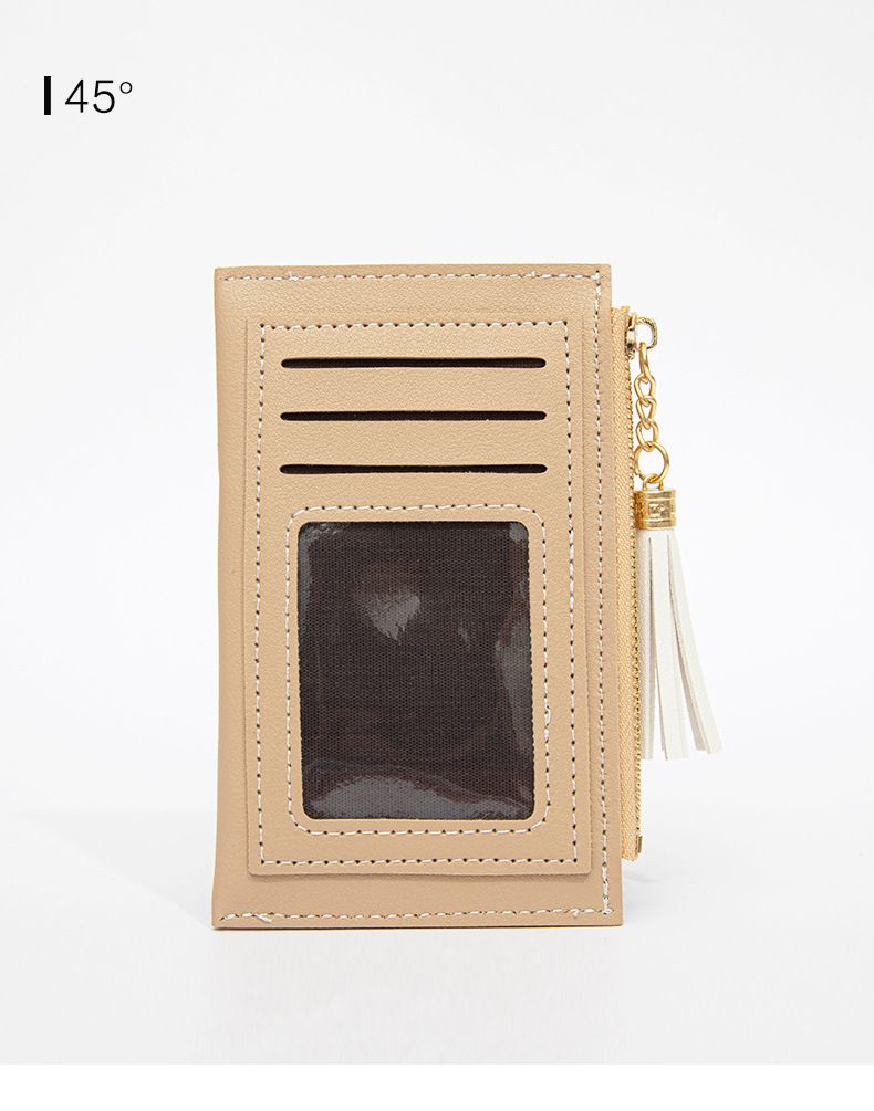 Wallet Card Cases Card Holder Women Small Fresh Tassel Coin Purse Multi Card Slots Stitching Contrast Color Mini Wallet Women Spot_voghion.com
