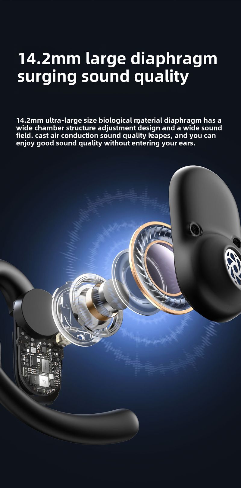 Căști Bluetooth V30i, cu conducție osoasă, montate pe ureche, confortabile, pentru sport, alergare și călărie, A3873_voghion.com