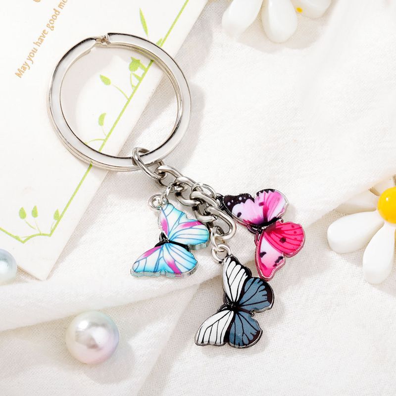 Crystal Colorful Enamel Butterfly Keychain Pendant Accessory Key Ring Fashion Simple_voghion.com