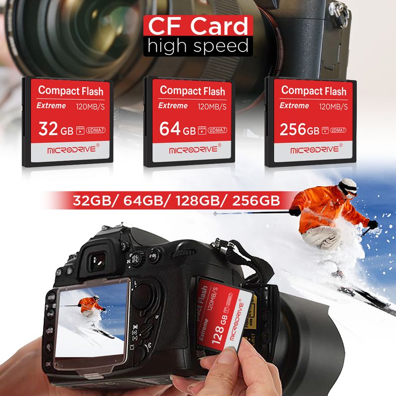 Scheda CF video 4K di migliore qualità, ad alta velocità, 120 MB/s, memoria reale, Compact Flash da 256 GB, 128 GB, 32 GB, 64 GB, per fotocamera_voghion.com
