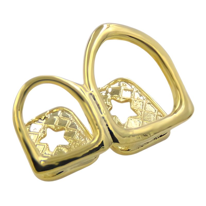 New Hip-Hop Gold-Plated Two Hollow Sharp Teeth Single Tooth Gold Braces Prop_voghion.com