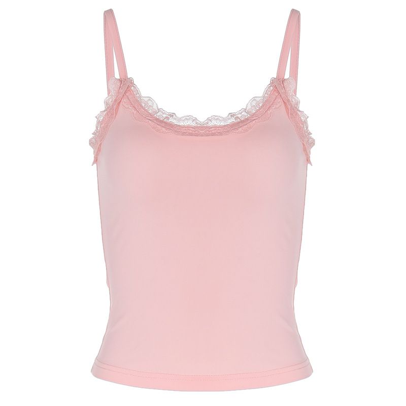 Canotta piccola con spalline sottili in pizzo e colletto con una parola, nuova collezione primavera 2024 da donna_voghion.com