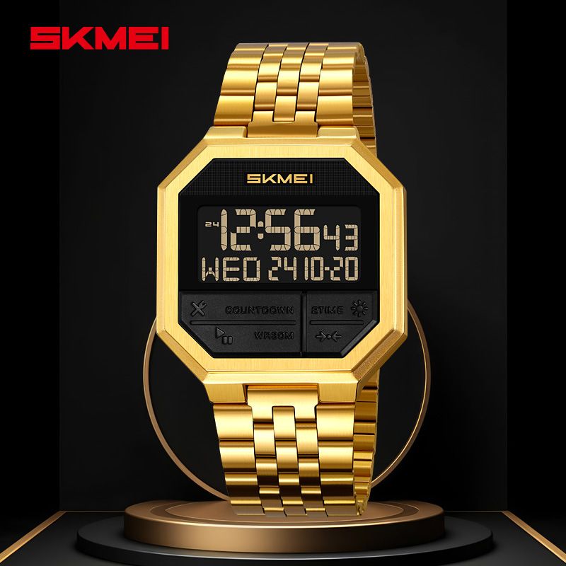 Shimei Metall-Stahlband für Herren, Studenten, wasserdicht, Sport, elektronische Uhr_voghion.com