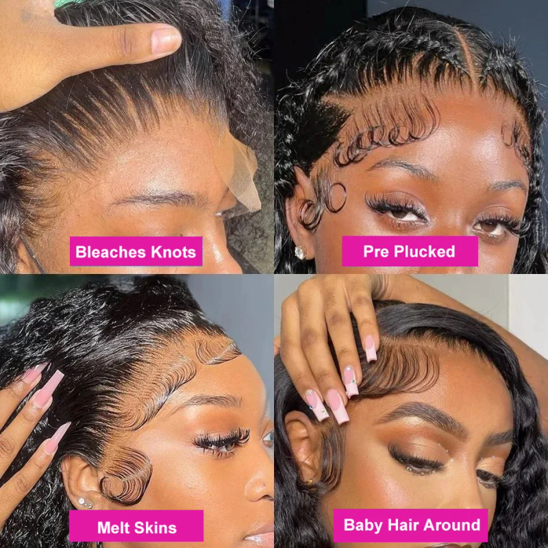 Peruansk Remy Dypbølget Ekte Hår Kort Bob Lace Frontal Parykk_voghion.com