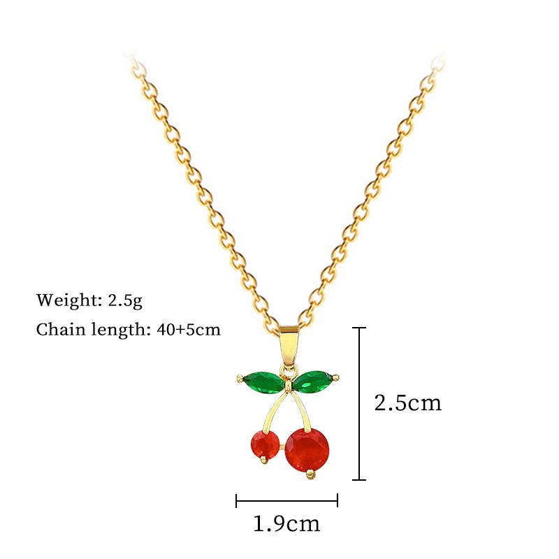 【 Titanstahl 】 Rote Kirschfrucht leichtes Luxustemperament wunderschöne Volldiamanthalskette Damen vielseitiges Schlüsselbein_voghion.com