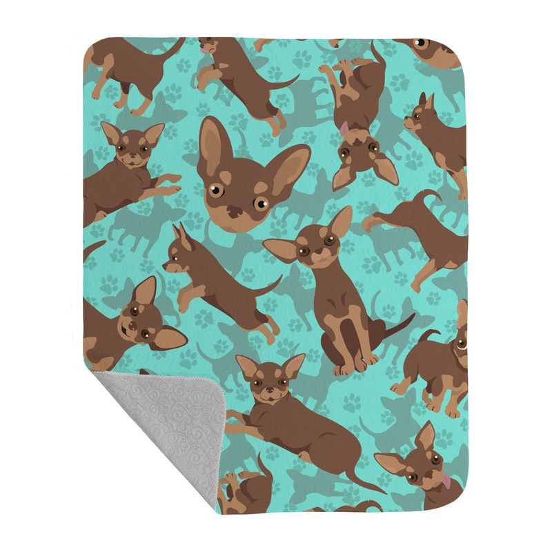 Chocolate Chihuahua Quilted Blanket 50x60 Artwork Pattern Quilted Throw Blanket for Bed, Couch, Sofa, Soft and Lightweight_voghion.com