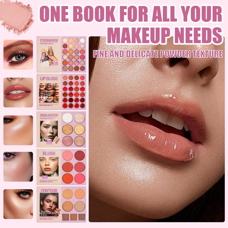 URATM 67-Color 5-Layer Flipbook Makeup Palette - Matte/Pearl Eyeshadows, Blush, Contour & Highlight All-in-One_voghion.com