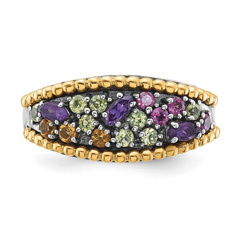 Sterling Silver W/14k Accent Multi Gemstone Ring_voghion.com