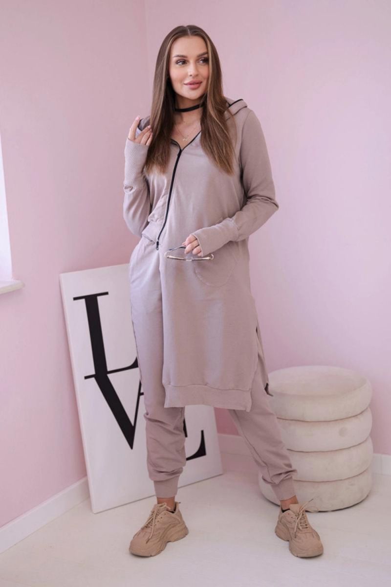 Women's Asymmetrical Hooded Tracksuit Set - Plus Size Zip-Up Jogger Outfit, Casual & Sporty Polyester Lounge Wear_voghion.com