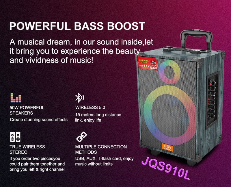 JQS910L Mobil Bağlantı Çubuğu Kare Dans Ses Açık Hava Şarkı Söyleme Karaoke Bluetooth Hoparlör Büyük Ses Gücü_voghion.com