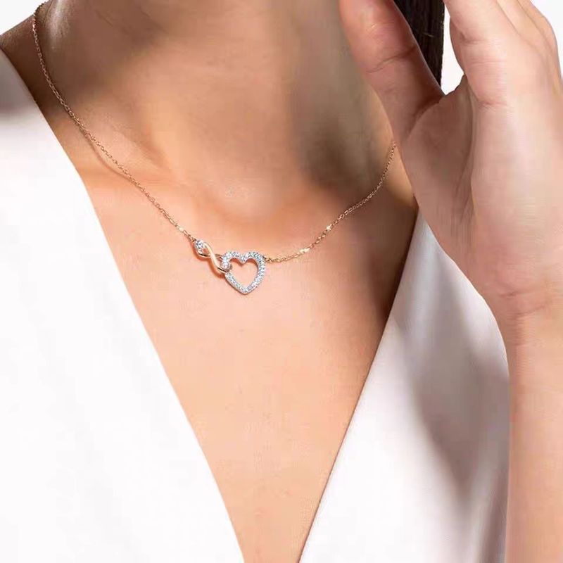 Collar y pulsera de mujer con superposición romántica de amor eterno, joyería noble de lujo, regalo para novia_voghion.com