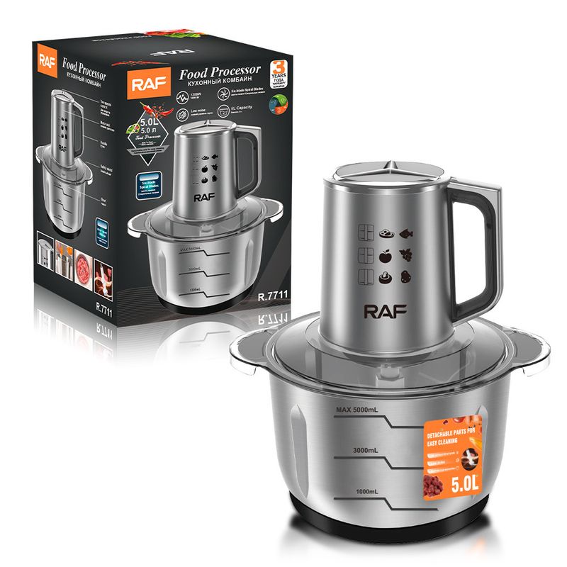 Hachoir électrique 2 en 1 RAF, grande capacité de 5 L, pour la viande et l'ail, moteur puissant pour la préparation des aliments, norme européenne._voghion.com