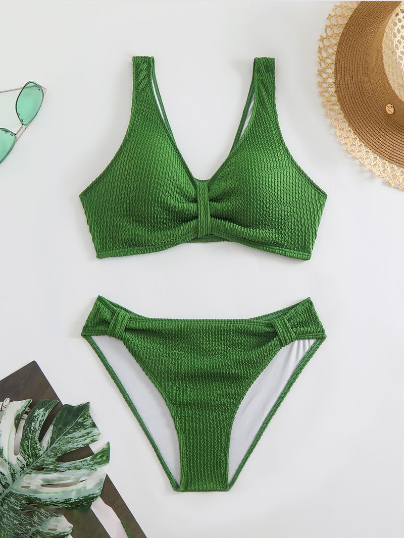 Kadın Giyim Bikini Modası Düz Renk Tatil Seksi Sıcak Mayo_voghion.com