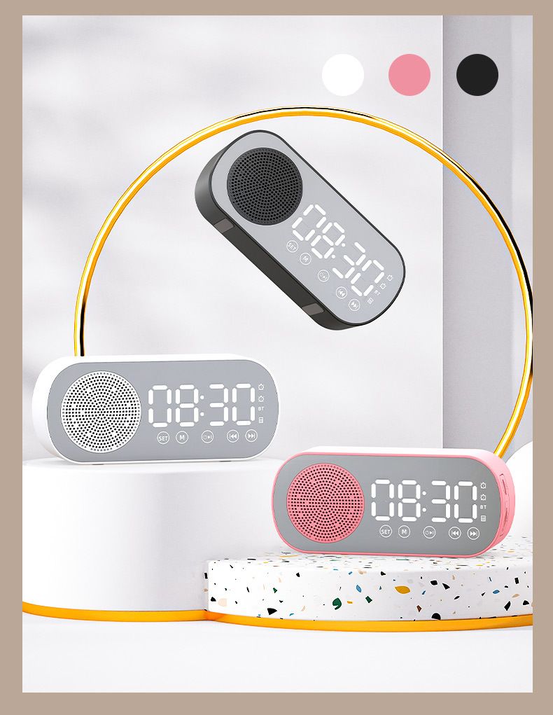 Nieuwe klok draadloze Bluetooth-kaartluidspreker thuiswekker draagbare mini-audioradio voor buiten_voghion.com