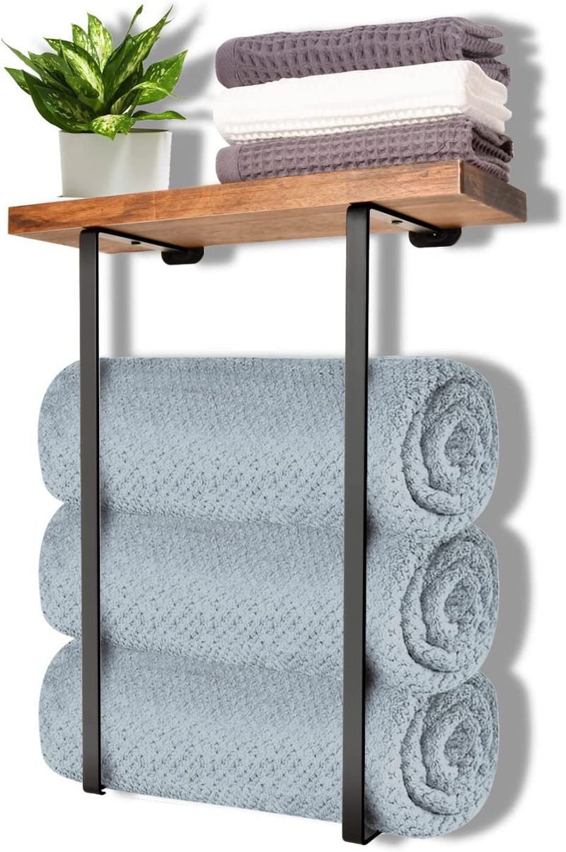 Porte-serviettes mural en métal pour salle de bain_voghion.com