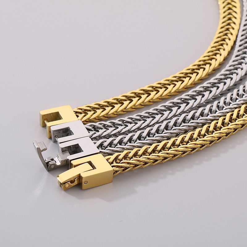 Collier en acier inoxydable pour homme, style hip-hop, chaîne fouet tressée, tendance, avec boucle_voghion.com