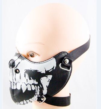 LazyZoom Punk Leather Skull Studded Rock Motorcycle Face Decoration Mask_voghion.com