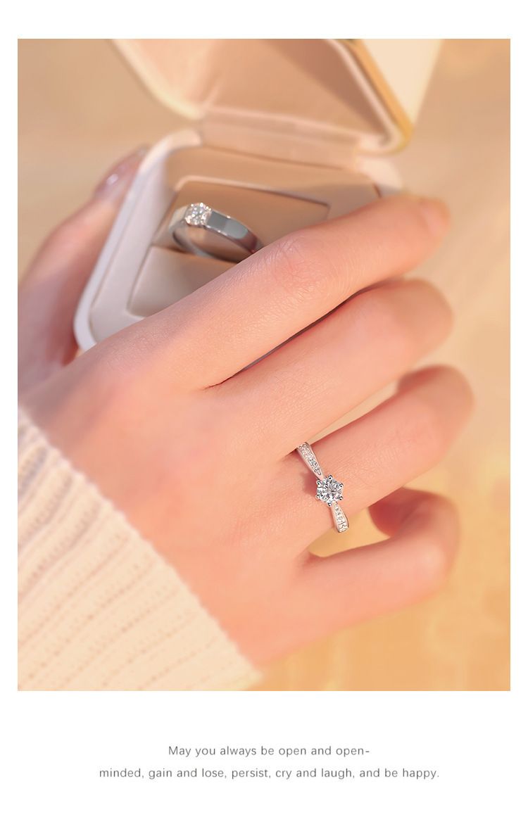 Anel de diamante com pedra de alto carbono casais para se casar, prata pura um par de ordens simuladas, anéis para casamento_voghion.com